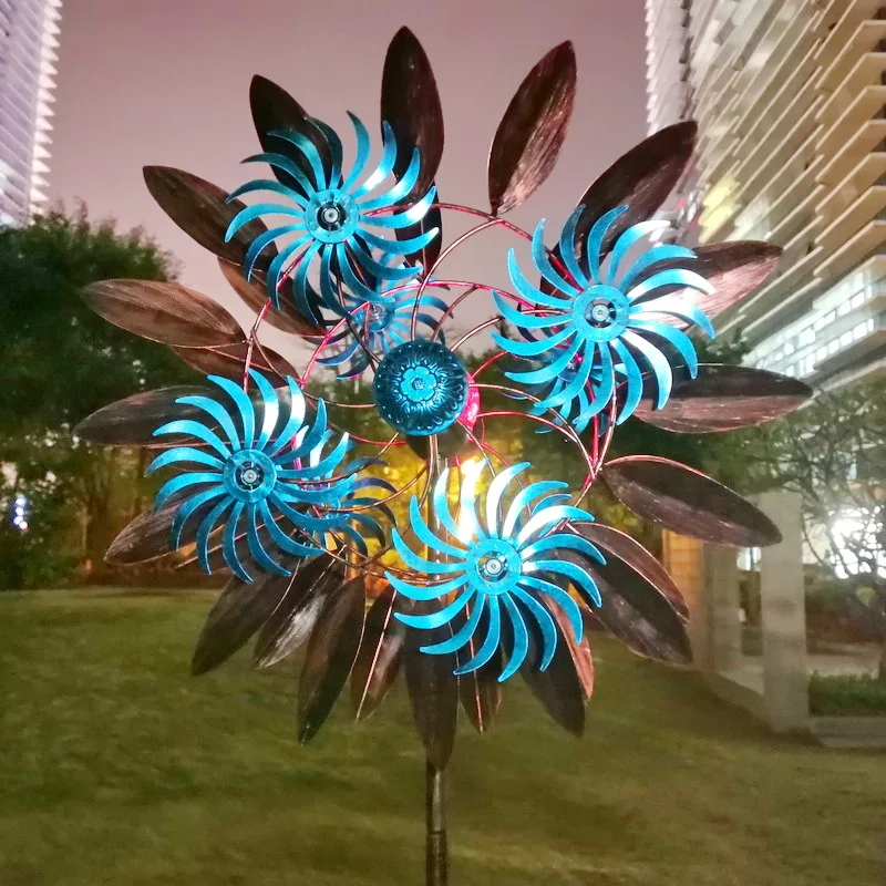 Outdoor Lighting Architectural - Outdoor Wind Spinner Decor,Metal Solar Lights